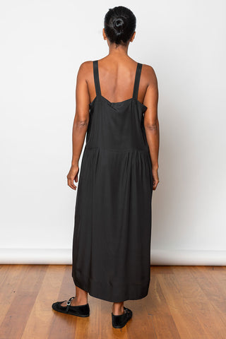 Organic Silk French Slip Dress - Black