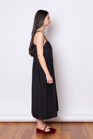 Organic Silk French Slip Dress - Black