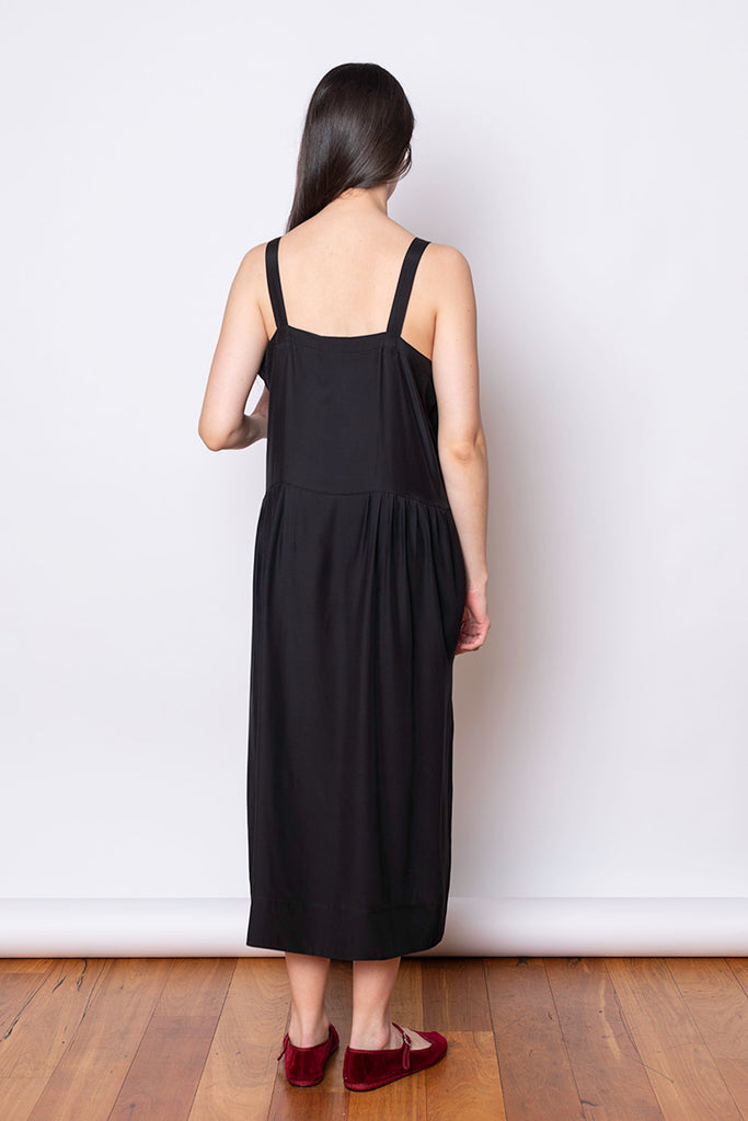 Organic Silk French Slip Dress - Black