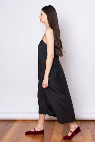 Organic Silk French Slip Dress - Black