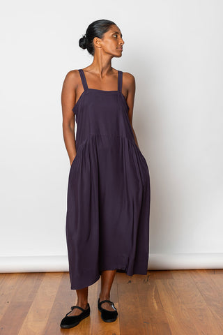 Organic Silk French Slip Dress - Deep Purple