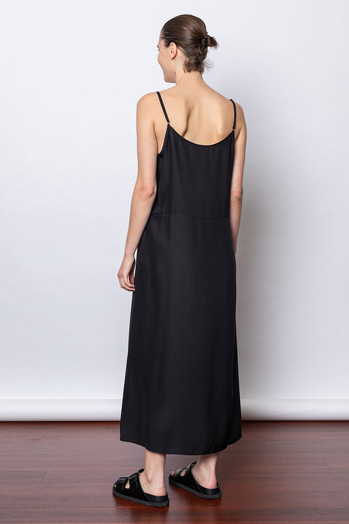 Organic Silk Slip Dress - Black
