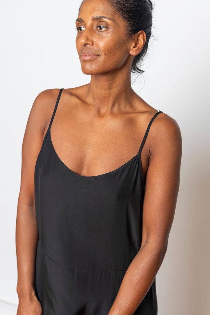 Organic Silk Slip Dress - Black