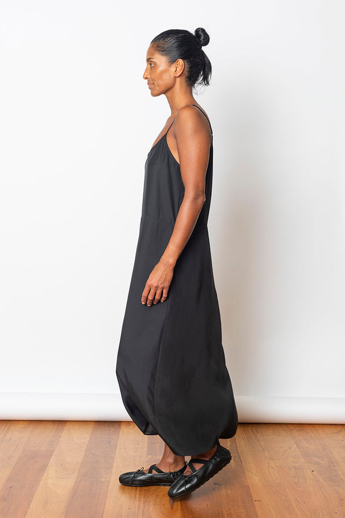 Organic Silk Slip Dress - Black