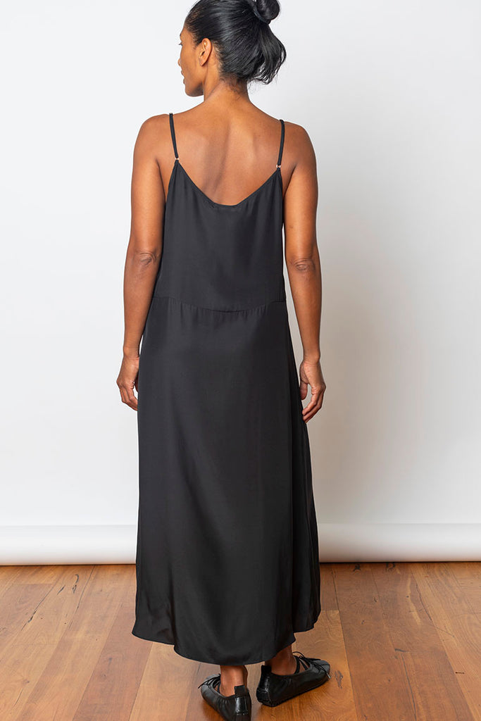 Organic Silk Slip Dress - Black