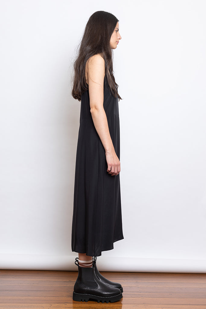 Organic Silk Slip Dress - Black