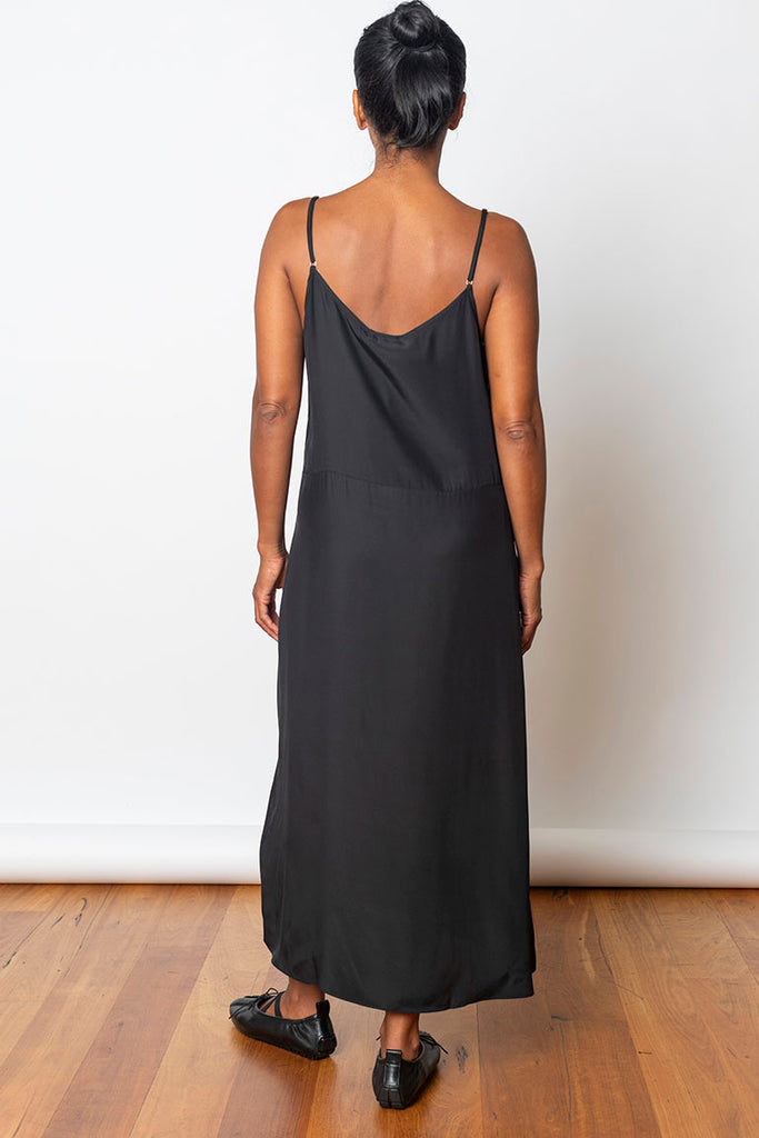 Organic Silk Slip Dress - Black