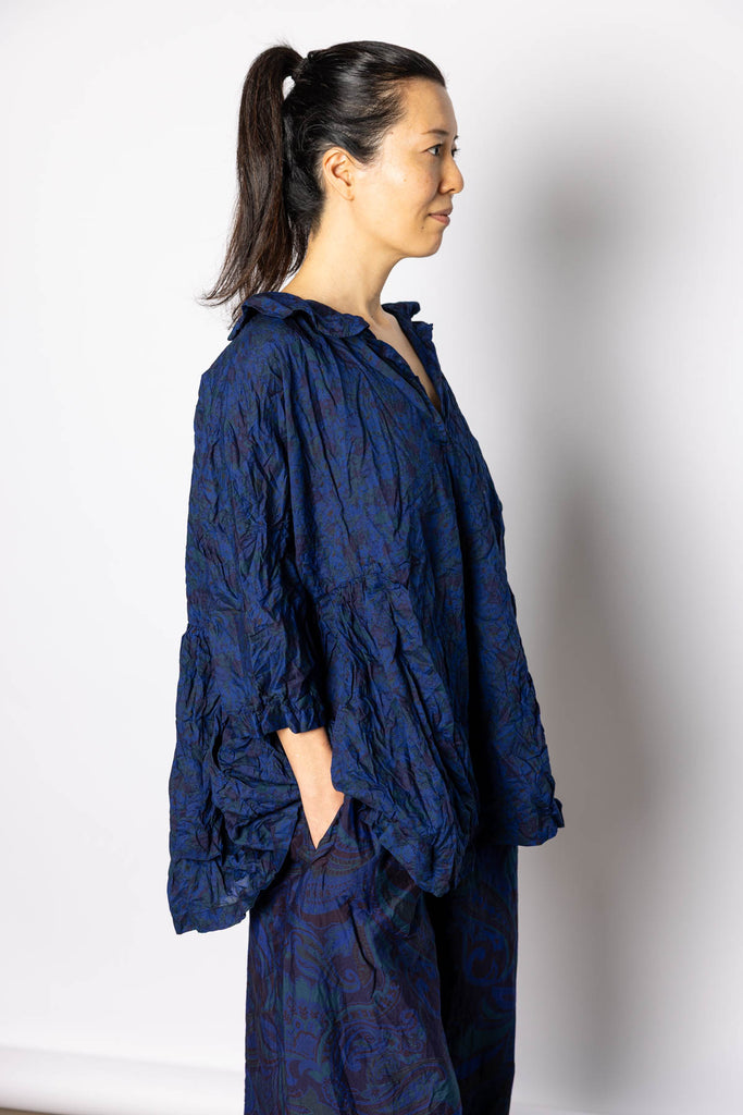 Overdyed Liberty Floral Blouse -  Royal Blue