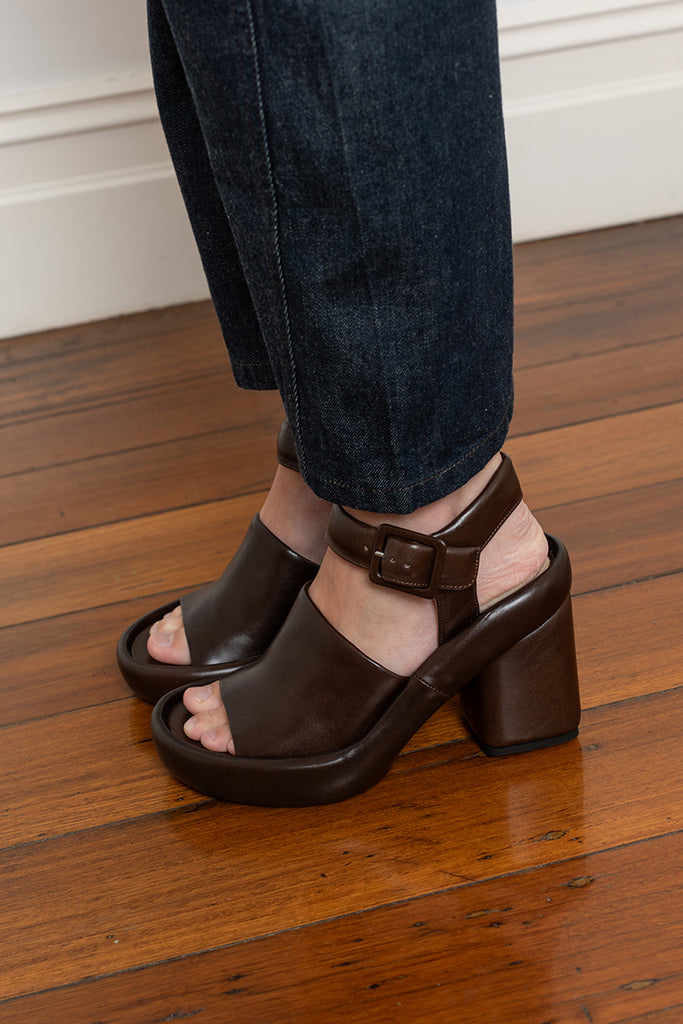 Padded Wedge Sandals - Dark Brown