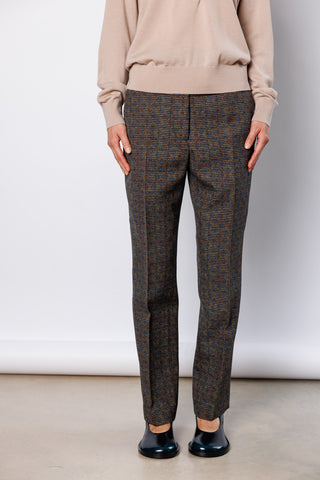 Palola Printed Houndstooth Wool Pants - Khaki