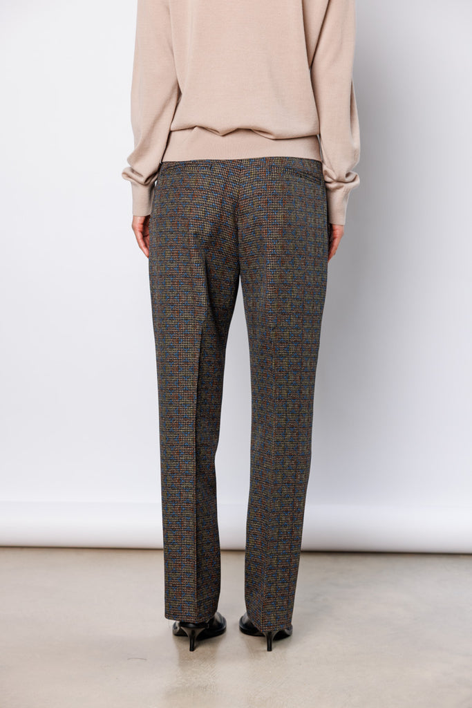 Palola Printed Houndstooth Wool Pants - Khaki