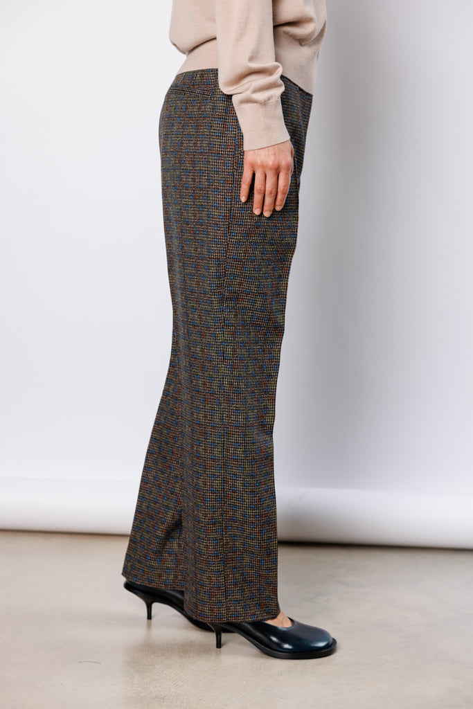 Palola Printed Houndstooth Wool Pants - Khaki