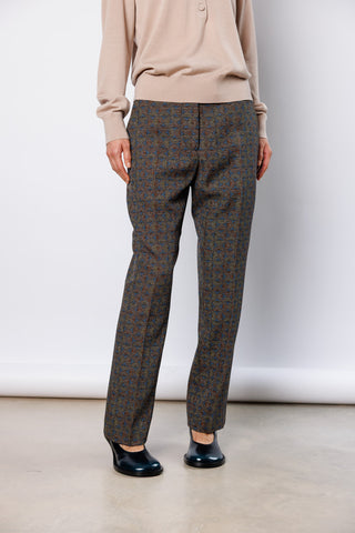 Palola Printed Houndstooth Wool Pants - Khaki
