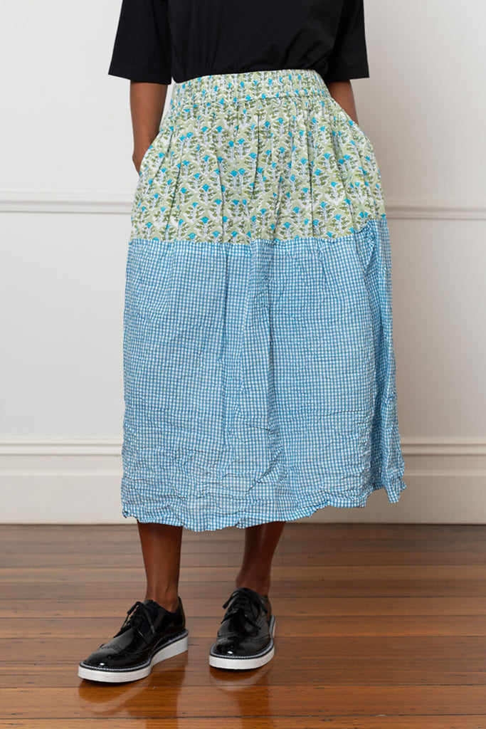 Panelled Skirt - Print/Gingham