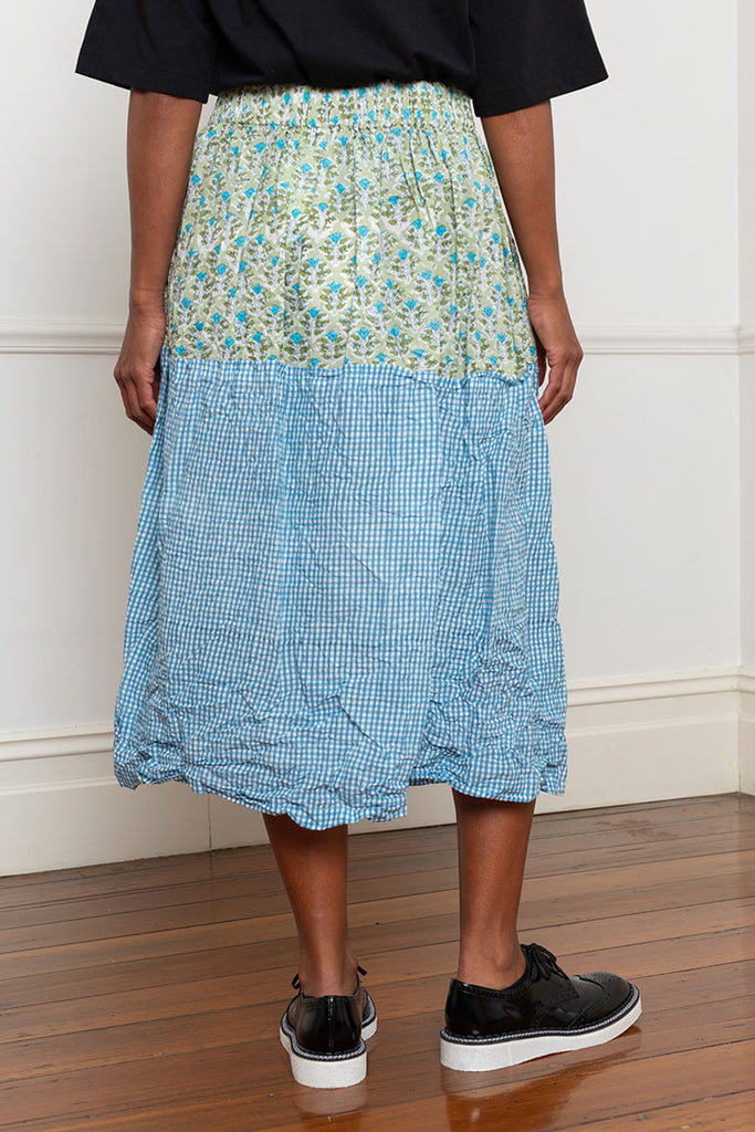 Panelled Skirt - Print/Gingham