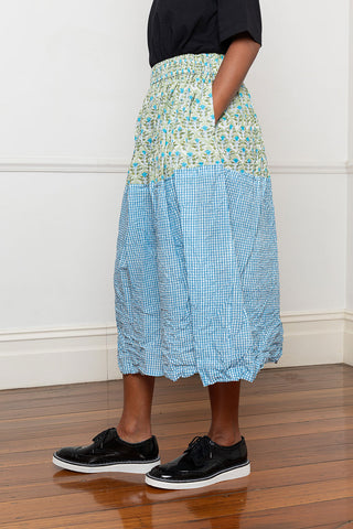 Panelled Skirt - Print/Gingham