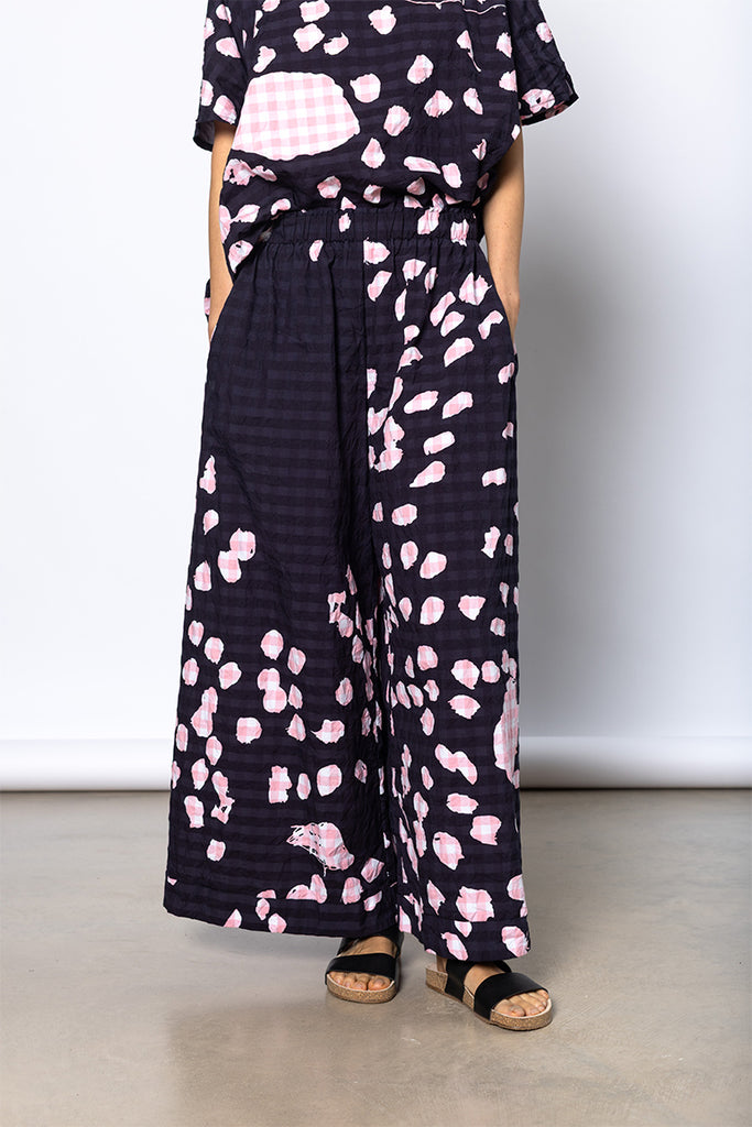 Pantalone Trousers Pigiama Plus Lavato - Corallo Drawing