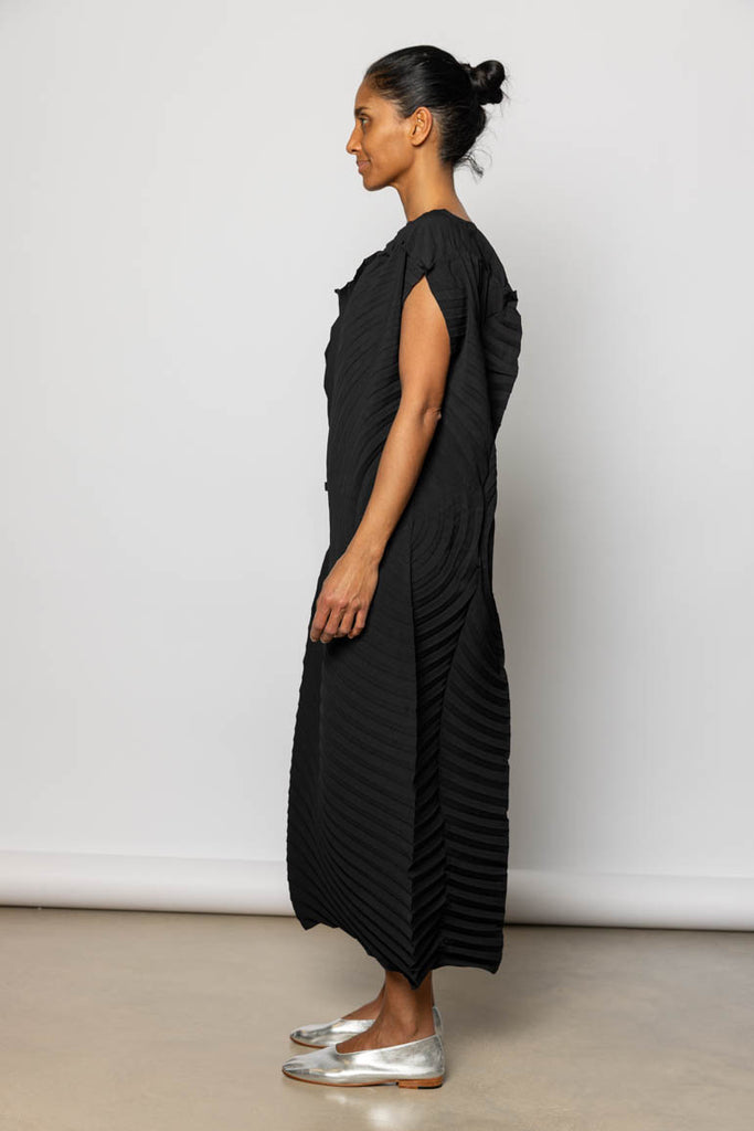 Paper Bag Pleats Dress - Black
