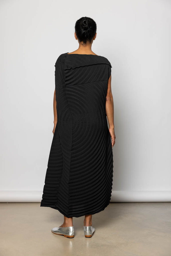 Paper Bag Pleats Dress - Black