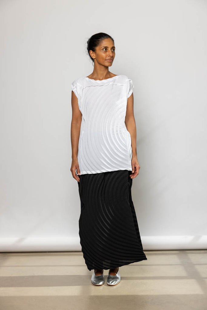 Paper Bag Pleats Top - White