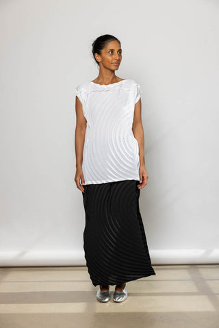 Paper Bag Pleats Top - White
