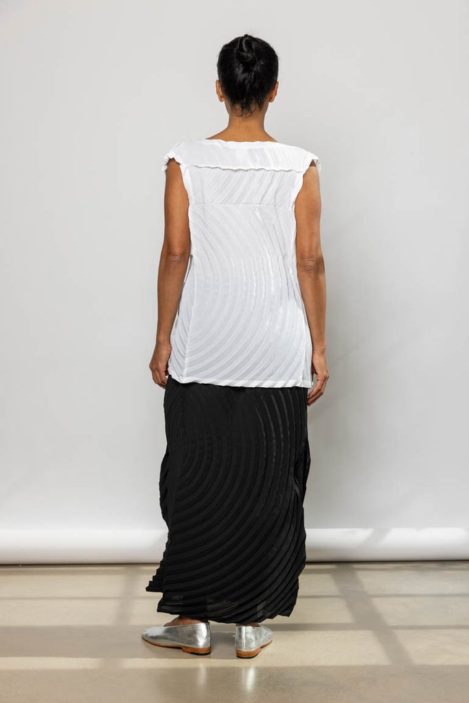 Paper Bag Pleats Top - White