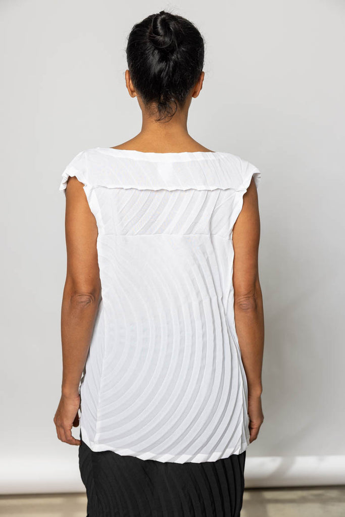 Paper Bag Pleats Top - White