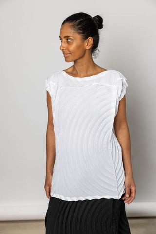 Paper Bag Pleats Top - White