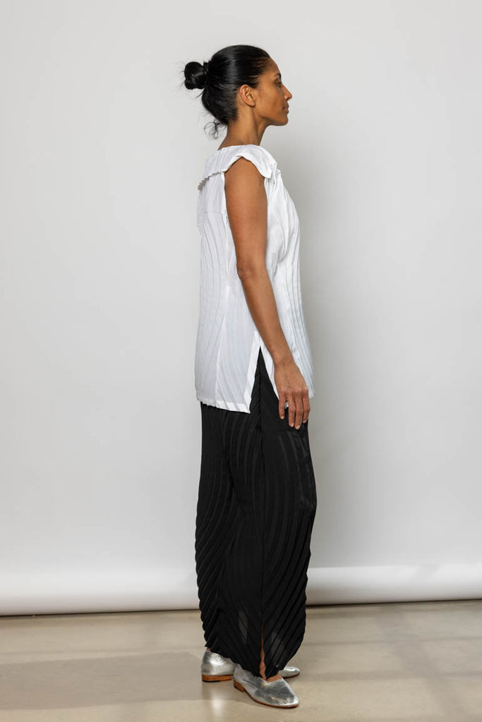 Paper Bag Pleats Top - White