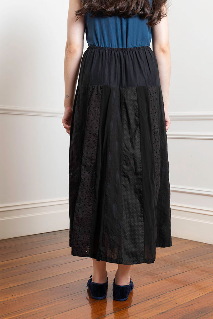 Patchwork Panelled Skirt - Black