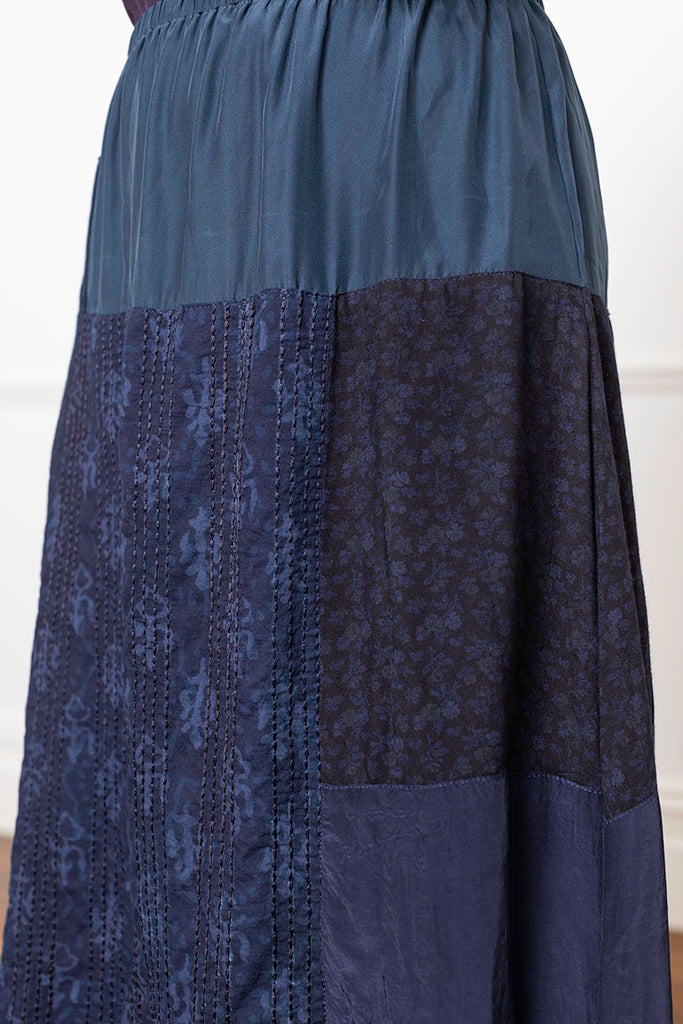 Patchwork Panelled Skirt - Ink