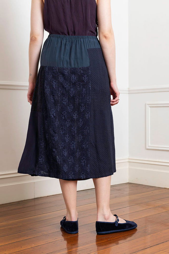 Patchwork Panelled Skirt - Ink