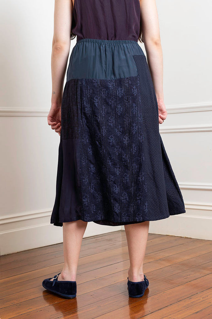 Patchwork Panelled Skirt - Ink