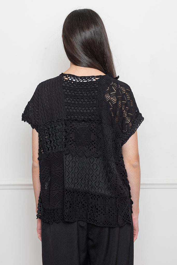 Patchwork Crochet Top - Black