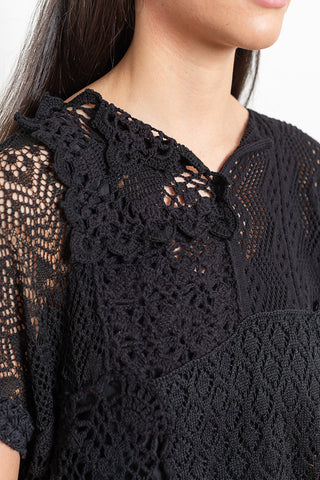 Patchwork Crochet Top - Black