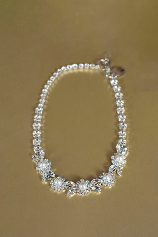 Pearl & Crystal Daisy Floret Necklace