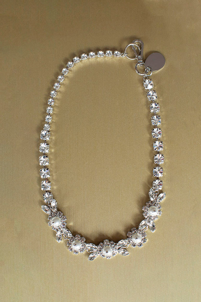 Pearl & Crystal Daisy Floret Necklace