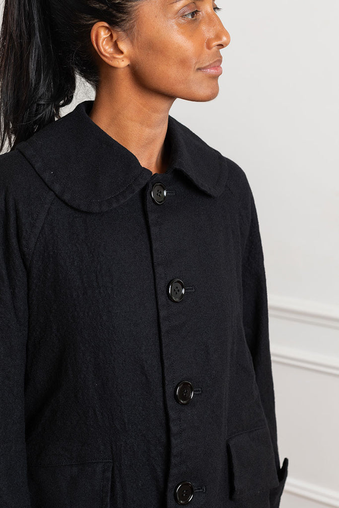 Peter Pan Collar Coat - Black