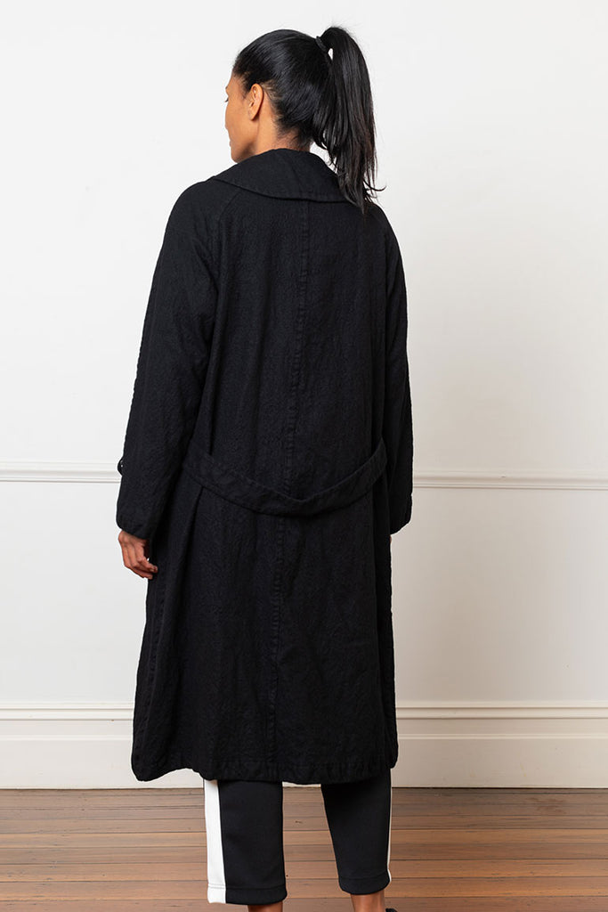 Peter Pan Collar Coat - Black