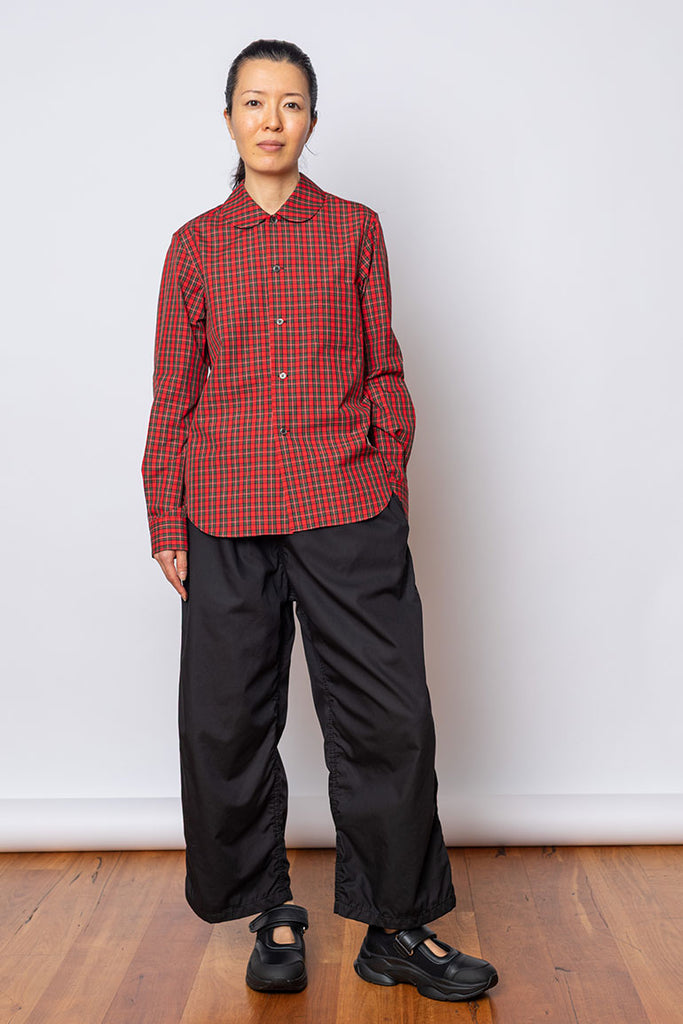 Peter Pan Collar Tartan Shirt - Red/Green