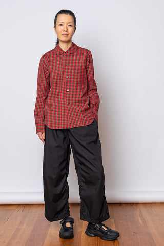 Peter Pan Collar Tartan Shirt - Red/Green