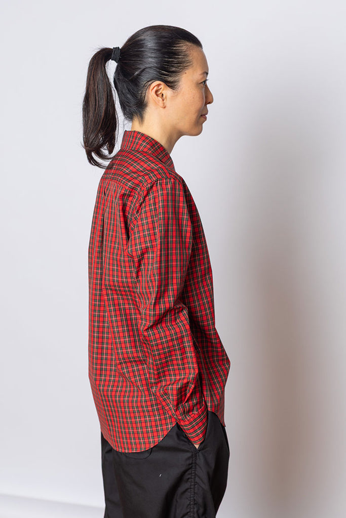 Peter Pan Collar Tartan Shirt - Red/Green