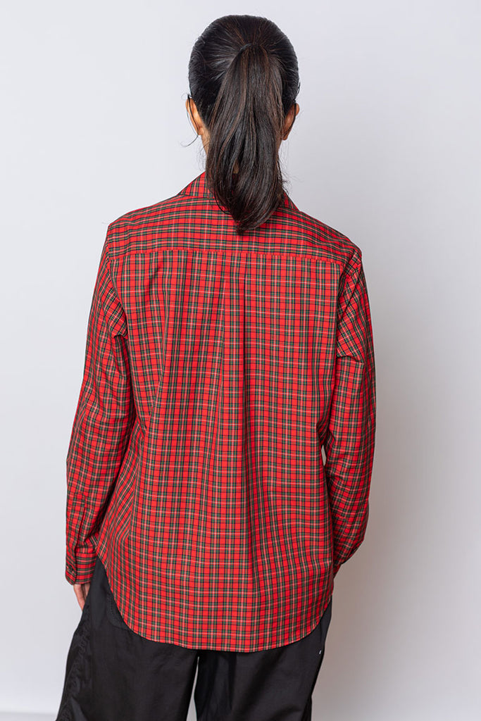 Peter Pan Collar Tartan Shirt - Red/Green