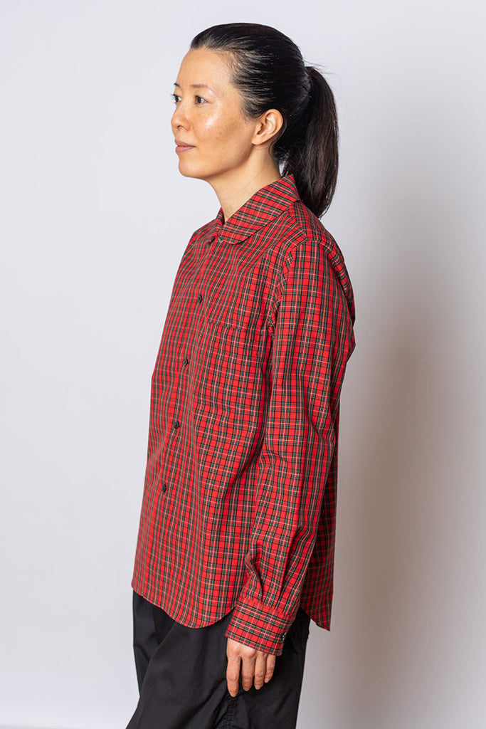 Peter Pan Collar Tartan Shirt - Red/Green