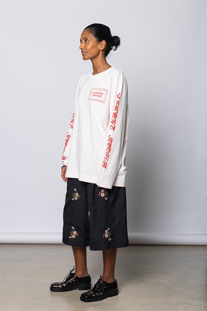 Pillow Case Logo Print Long Sleeve T-Shirt - Pink/Red