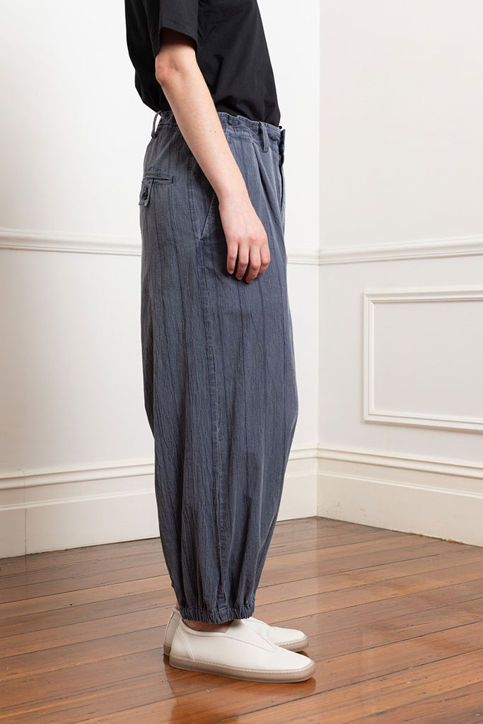 Pinstripe Elastic Hem Pants - Blue Grey