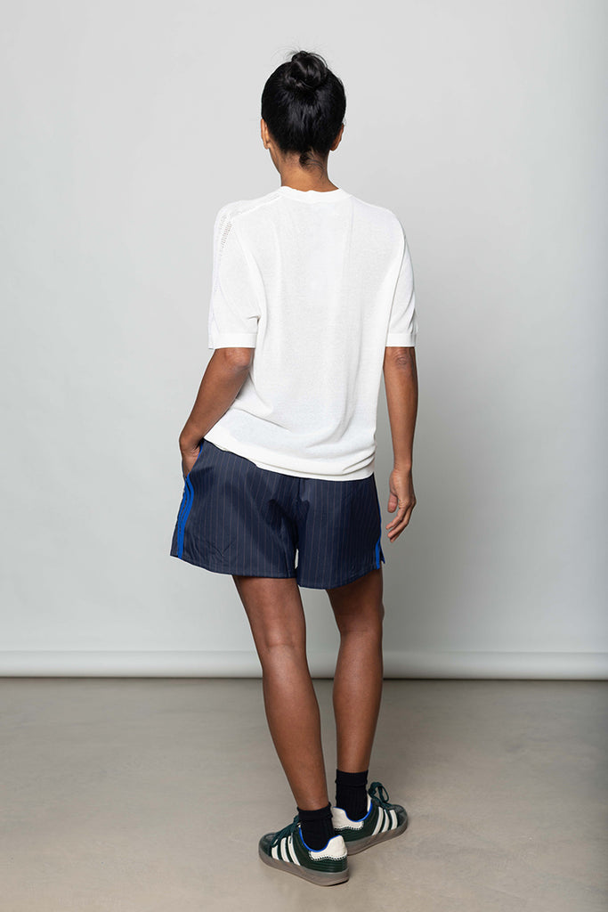 Pinstripe Shorts - Night Navy