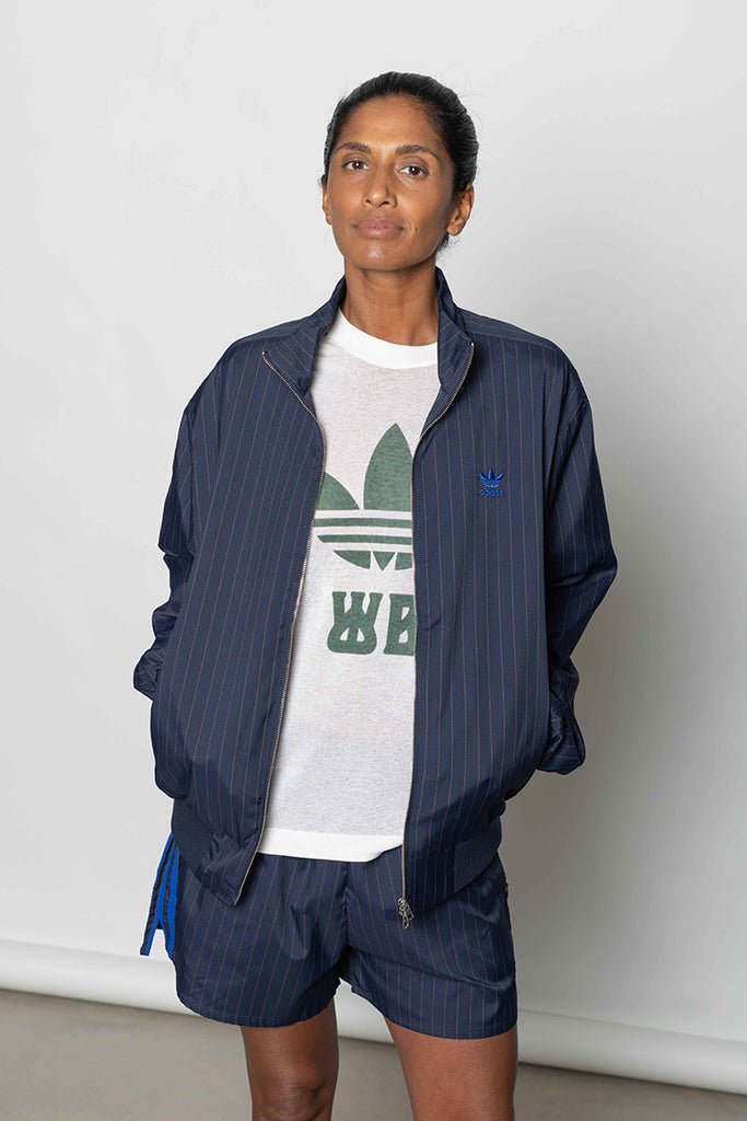 Pinstripe Track Jacket - Night Navy