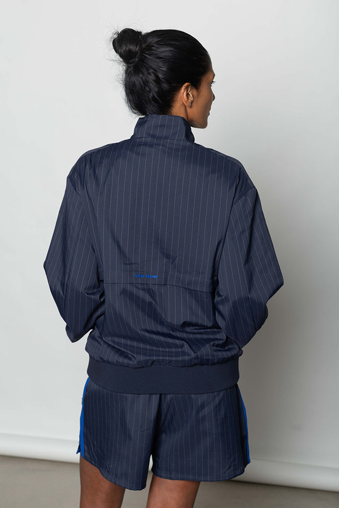 Pinstripe Track Jacket - Night Navy