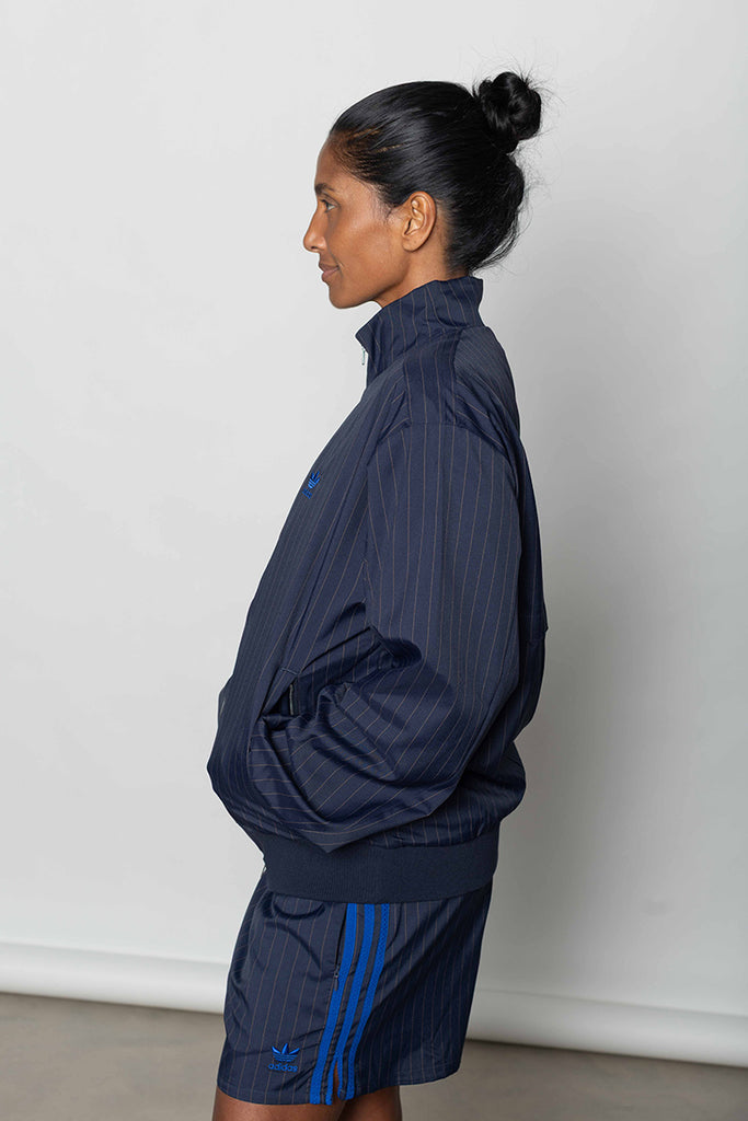Pinstripe Track Jacket - Night Navy